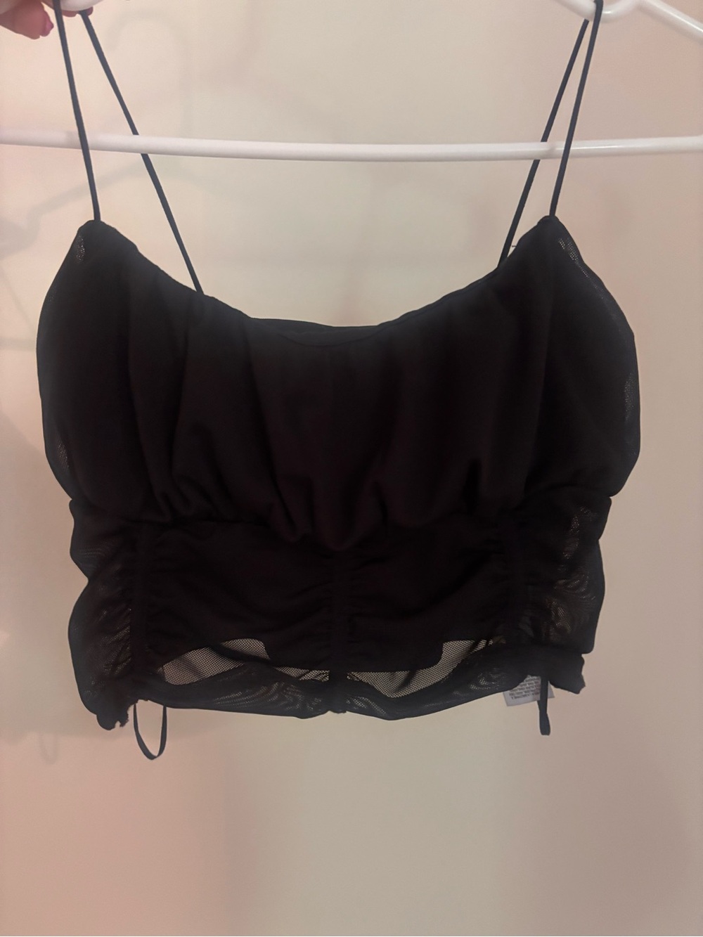 Garage Black Spaghetti Strap Ruched Tank